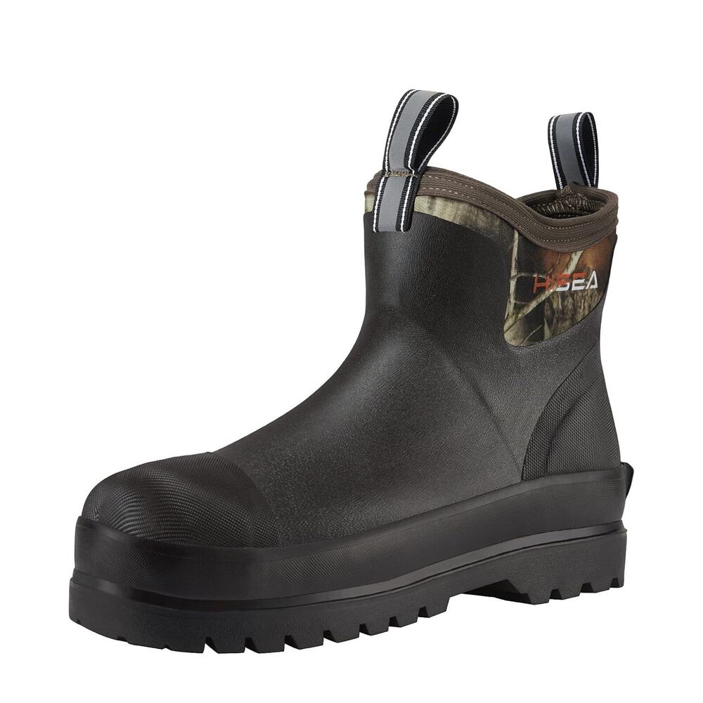 HISEA Men Ankle Chelsea Rain Boots Waterproof Insulated Non-Slip Mud Work Bootie